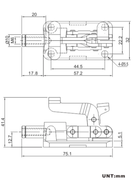 Travar a braçadeira de alavanca 36015-T forjou o diâmetro de furo baixo 5.5mm da montagem